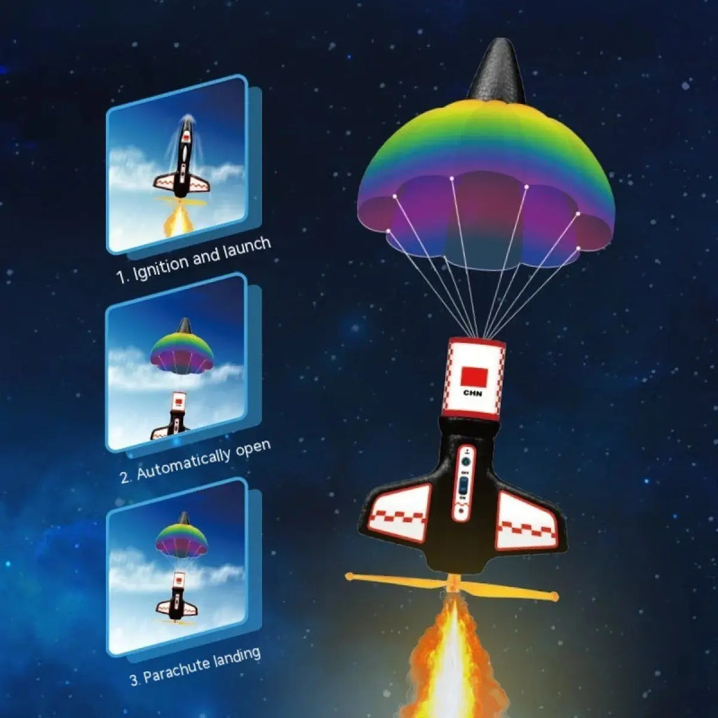 Kids Electric Rocket Launcher Space Exploration Toy with Parachute Outdoor Rocket Model Glow circuit