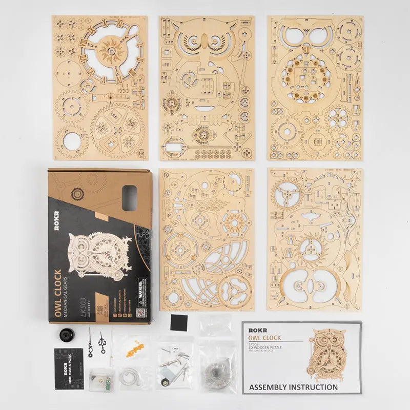 DIY Wooden Mechanical Owl Clock Model for Home Decor Glow circuit