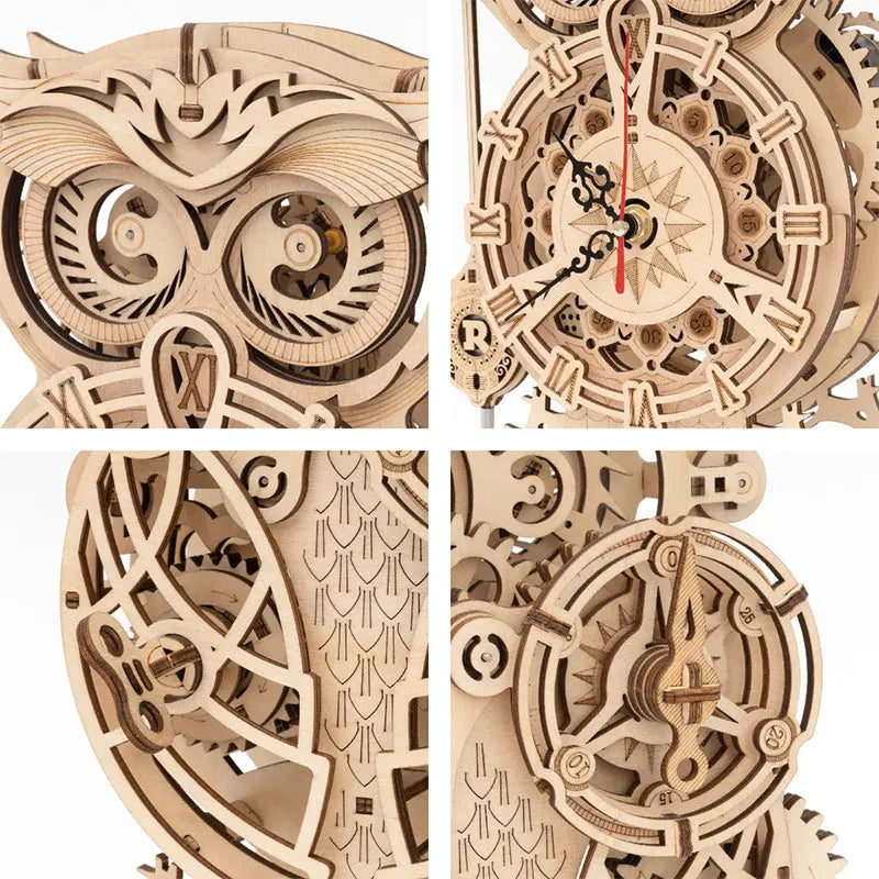 DIY Wooden Mechanical Owl Clock Model for Home Decor Glow circuit
