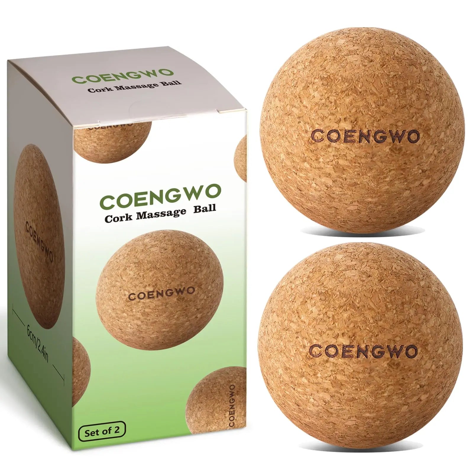 COENGWO Cork Ball Lacrosse Ball Deep Tissue Muscle Tension Therapy Ball for Trigger Point Therapy Muscle Soreness Yoga Therapy 2.4 Inch Glow circuit