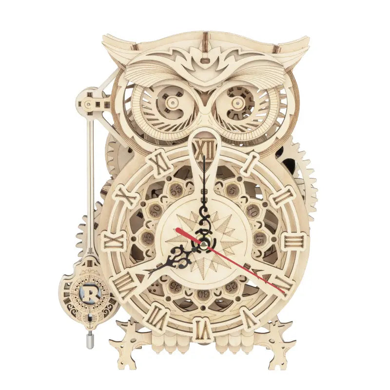 DIY Wooden Mechanical Owl Clock Model for Home Decor Glow circuit