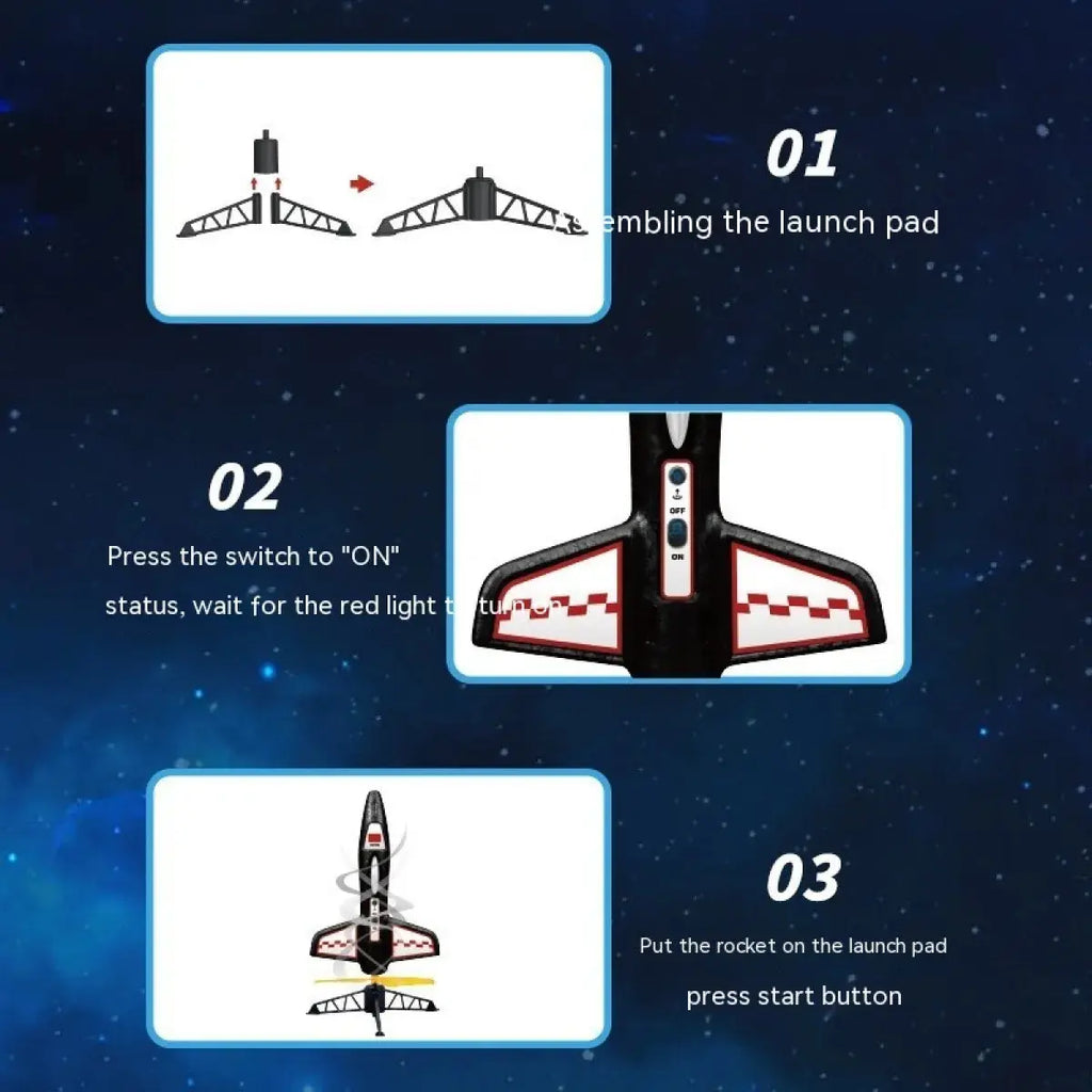 Kids Electric Rocket Launcher Space Exploration Toy with Parachute Outdoor Rocket Model Glow circuit