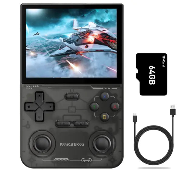 K36 Retro Handheld Game Console 500 nit 3.5 Inch IPS Screen with 16000 Video Games Emulator for PS1/PSP/DC/N64/SS Glow circuit