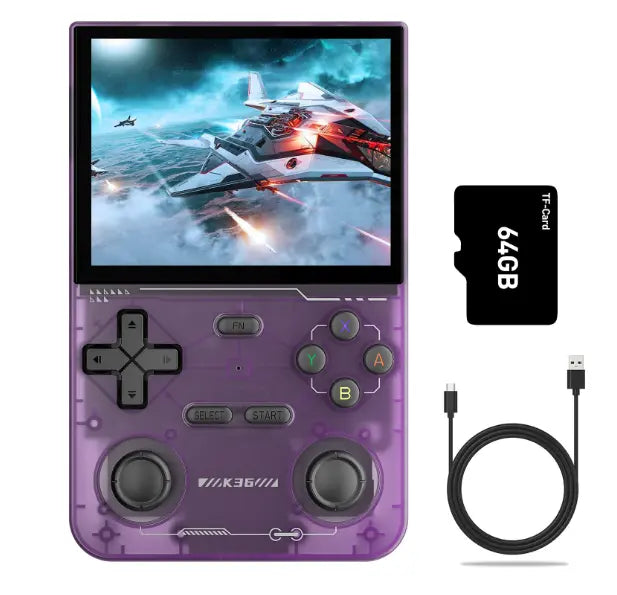 K36 Retro Handheld Game Console 500 nit 3.5 Inch IPS Screen with 16000 Video Games Emulator for PS1/PSP/DC/N64/SS Glow circuit