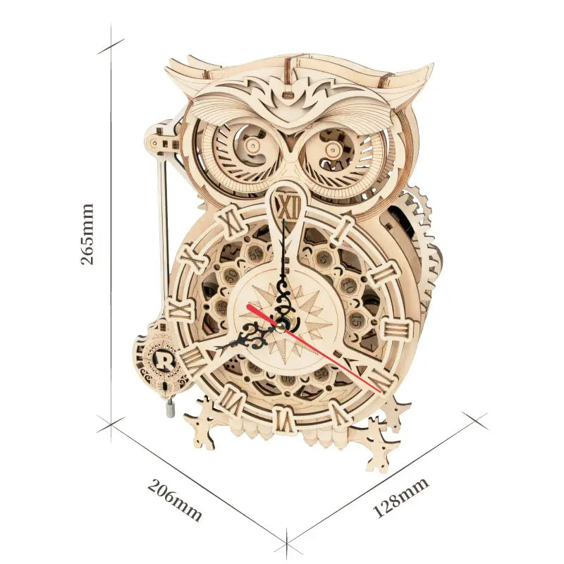 DIY Wooden Mechanical Owl Clock Model for Home Decor Glow circuit