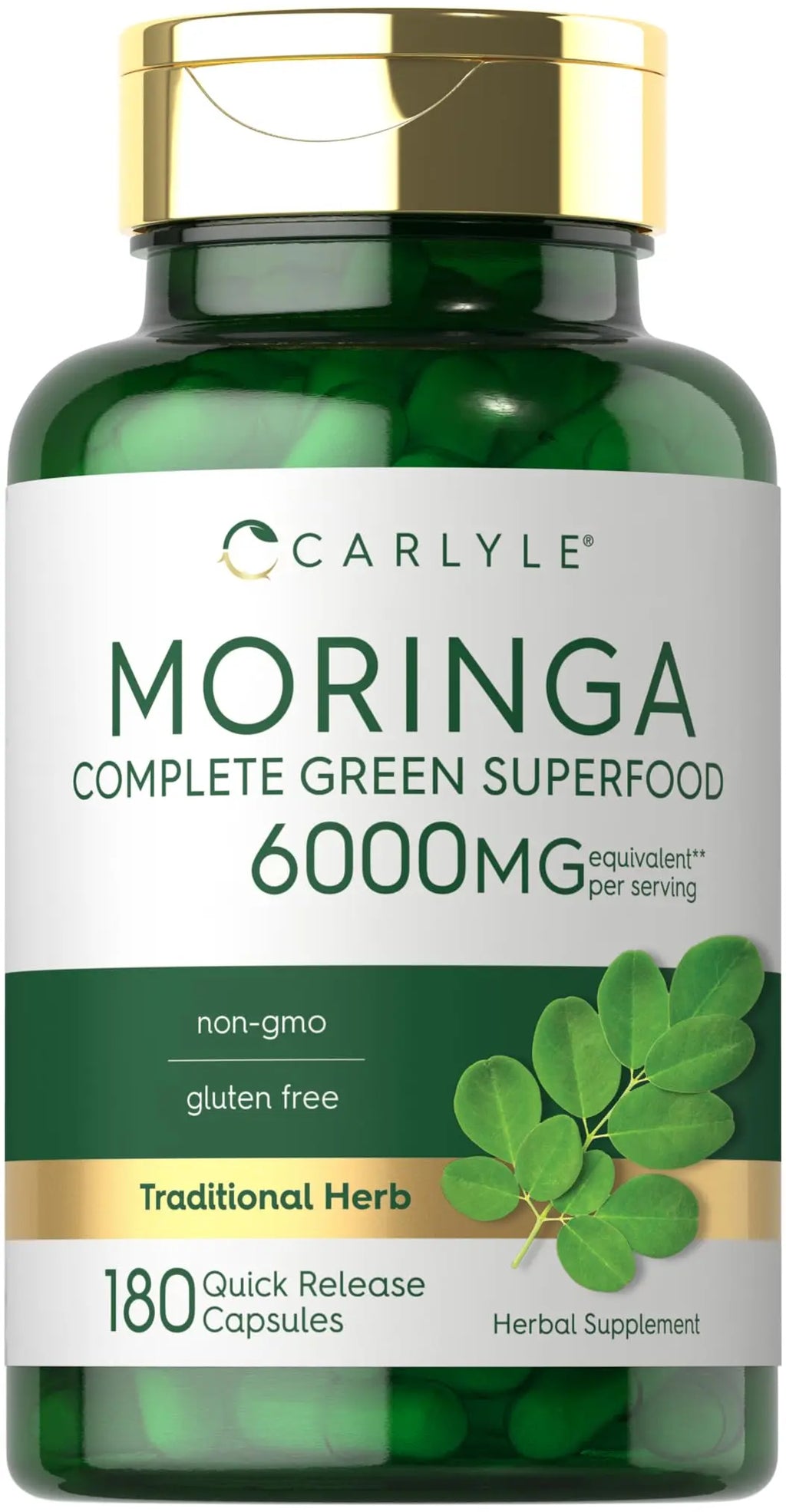 Carlyle Moringa Oleifera | 180 Capsules | Non-GMO and Gluten Free Supplement | Complete Green Superfood | from Moringa Leaf Powder Glow circuit