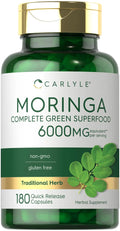 Carlyle Moringa Oleifera | 180 Capsules | Non-GMO and Gluten Free Supplement | Complete Green Superfood | from Moringa Leaf Powder Glow circuit